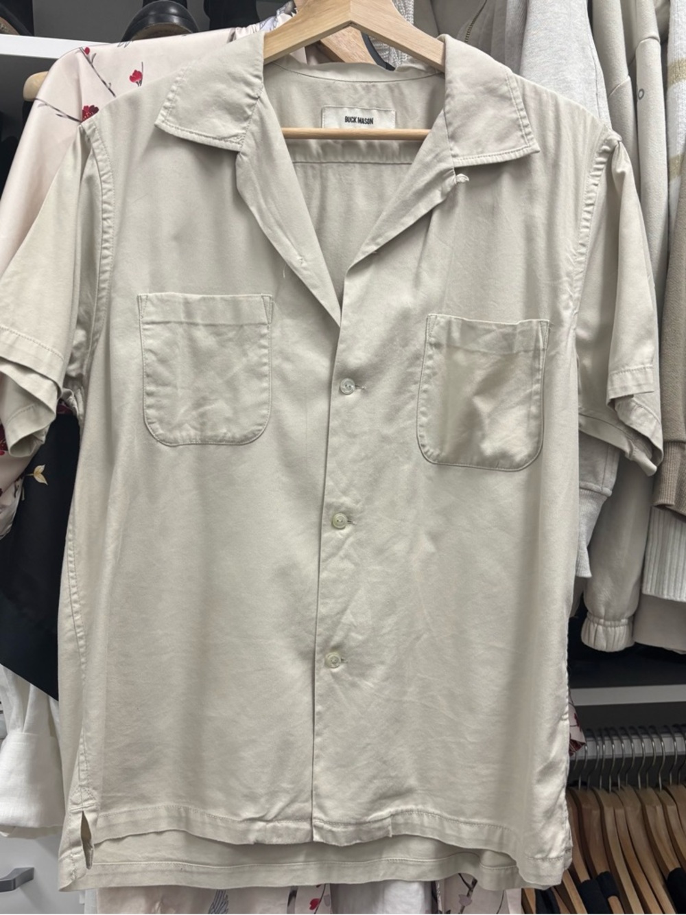Buck Mason Relaxed Short-Sleeve Camp Shirt in Beige